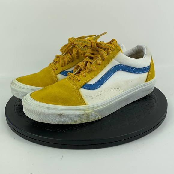 Vans Shoes - Vans Old Skool Yellow/Blue/White Suede Skate Shoes Women's Size 8